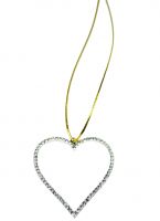 Декоративная металлическая подвеска со стразами Сердце, золото/серебро, М104-2 - вид 1 миниатюра