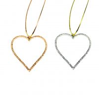Декоративная металлическая подвеска со стразами Сердце, золото/серебро, М104-2 - вид 1 миниатюра