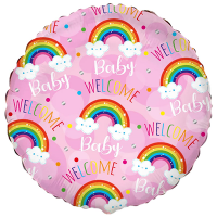Шар фольгированный Welcome baby Радуги на розовом 18" Шар фольгированный Welcome baby Радуги на розовом 18"
