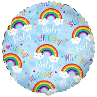 Шар фольгированный Welcome baby Радуги на голубом 18" Шар фольгированный Welcome baby Радуги на голубом 18"