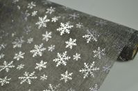 Лен с рисунком Снежинка Серебряная, серый, W19-2 - вид 2 миниатюра