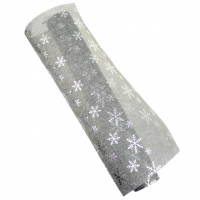 Лен с рисунком Снежинка Серебряная, серый, W19-2 - вид 1 миниатюра