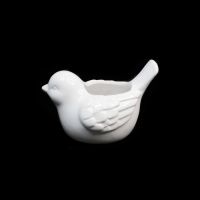 Кашпо керамическое Птичка h9(7) х 15 х 11 см, белый, Z21-46 - вид 1 миниатюра