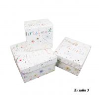 Коробка квадратная Новогодняя, набор из 3 шт, Z13-15/38-1 - вид 6 миниатюра