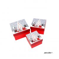 Коробка квадратная Новогодняя, набор из 3 шт, Z13-15/38-1 - вид 3 миниатюра