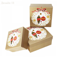 Коробка квадратная Новогодний дизайн, набор из 3 шт, Z13-16/18/20 - вид 9 миниатюра