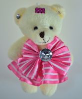 Игрушка для букета Медвежонок в полосатом платье, 24 шт, W9-3 - вид 4 миниатюра