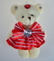 Игрушка для букета Медвежонок в полосатом платье, 24 шт, W9-3 - вид 2 миниатюра