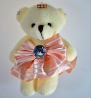 Игрушка для букета Медвежонок в полосатом платье, 24 шт, W9-3 - вид 3 миниатюра