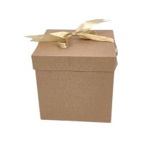 Коробка складная с крышкой и лентой 15 х 15 х 15 см, крафт, FA39-30 Коробка складная с крышкой и лентой 15 х 15 х 15 см, крафт, FA39-30