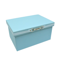 Коробка-органайзер с крышкой, 34 х 24 х 18 см, экокожа, голубой, Z8-1 - вид 5 миниатюра