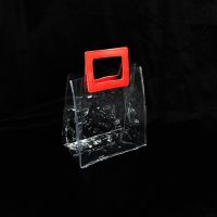 Флористическая сумка прозрачная с кожаными ручками (органайзер), 19.5 х 17 х 10 см, пластик, Z6-19 - вид 7 миниатюра