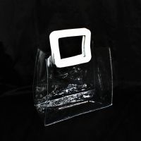 Флористическая сумка прозрачная с кожаными ручками (органайзер), 28 х 24.5 х 14 см, пластик, Z6-21 - вид 6 миниатюра