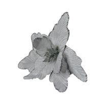 Цветок искусственный Пуансеттия h22 см, белый/серебро, FA10-3 - вид 1 миниатюра