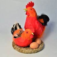Пасхальная композиция Петух и курочка в гнезде 18 х 15 см, М90-8 - вид 1 миниатюра