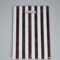 Пакет фольгированный Полоска 17 х 25 см, 10 шт, белый/розовое золото, W74-9 - вид 1 миниатюра