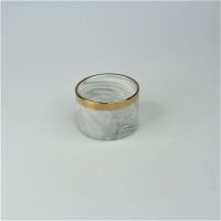 Кашпо керамическое Мрамор с золотой каймой, h5,5 х d7,5 см, серый, Z1-31 - вид 1 миниатюра