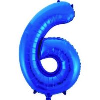 Шар фольгированный цифра 6, синий, 102 см Шар фольгированный цифра 6, синий, 102 см