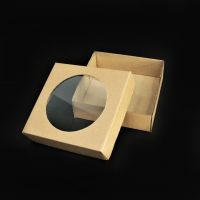 Коробка с круглым окном на крышке, 12 х 12 х 4 см, крафт, ККО1 - вид 1 миниатюра