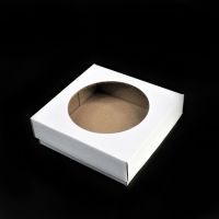 Коробка с круглым окном на крышке, 12 х 12 х 4 см, белый, ККО2 - вид 1 миниатюра
