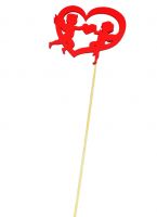 Топпер Ангелочки в сердце 10 х 30 см, 1 шт, красный - вид 1 миниатюра