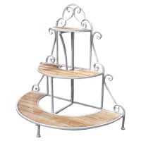 Подставка для цветов Полукруглая на 3 полки h95 х 93 х 52 см, металл/дерево, белый, FA42-42 - вид 2 миниатюра