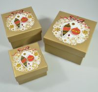 Коробка квадратная Елочные игрушки, набор из 3 шт, W38-21 - вид 1 миниатюра