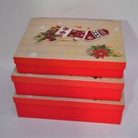 Коробка прямоугольная Рождественский носок, набор из 3 шт, W38-27 - вид 1 миниатюра