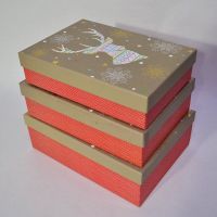Коробка прямоугольная Олень скандинавский, набор из 3 шт, Z13-14 - вид 2 миниатюра