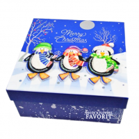 Коробка квадратная Веселые пингвины, набор из 3 шт, W38-30 - вид 1 миниатюра