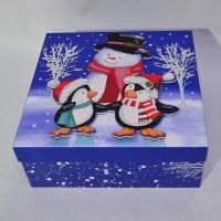 Коробка квадратная Снеговик и пингвины, набор из 3 шт, W38-31 - вид 2 миниатюра
