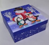 Коробка квадратная Снеговик и пингвины, набор из 3 шт, W38-31 - вид 1 миниатюра