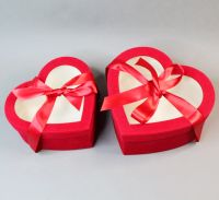 Коробка Сердце бархат с прозрачной крышкой, набор из 2 шт, красный, Z20-22 - вид 1 миниатюра