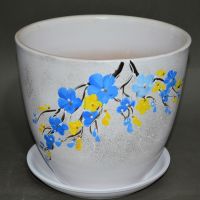 Набор горшков для цветов Сакура синяя, 4 шт, керамика - вид 1 миниатюра
