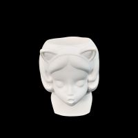 Гипсовая фигура-кашпо Девочка, h15 см, белый - вид 1 миниатюра