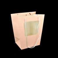 Сумка бумажная с пластиковым окном, 30 х 26 х 15 см, 10 шт, розовый, Z6-10 - вид 1 миниатюра