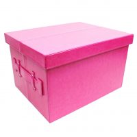Коробка-органайзер с крышкой, 41,5 х 32,5 х 26 см, экокожа, фуксия, Z8-15 - вид 1 миниатюра