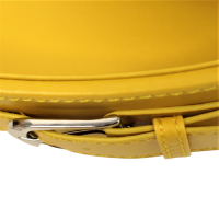 Поднос интерьерный с декоративными ручками, h6 х d36 см, экокожа, желтый, Z8-18 - вид 3 миниатюра