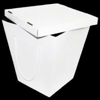 Коробка с крышкой для букета 32 х 50 х 55 см, 1 шт, белый - вид 1 миниатюра