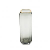 Ваза стеклянная Кристалл h30 х 8.5 х 8.5 см, серая дымка, Z24-60 - вид 2 миниатюра