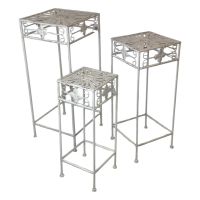 Подставка металлическая для цветов квадратная, набор из 3 шт, молочный, FA42-10 Подставка металлическая для цветов квадратная, набор из 3 шт, молочный, FA42-10