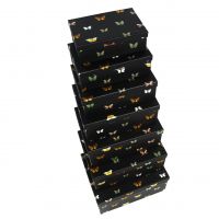 Коробка прямоугольная шелковая Бабочки, набор из 7 шт, ПРЕМИУМ, черный,FA3-3 - вид 2 миниатюра