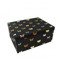 Коробка прямоугольная шелковая Бабочки, набор из 7 шт, ПРЕМИУМ, черный,FA3-3 - вид 1 миниатюра