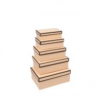 Коробка прямоугольная с коричневой каймой, набор из 5 шт, пудровый, FA3-11 - вид 1 миниатюра
