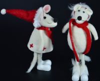 Игрушка валяная Мыши Рождественские пара, 21 см, W22-1 - вид 2 миниатюра