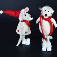 Игрушка валяная Мыши Рождественские пара, 21 см, W22-1 - вид 1 миниатюра