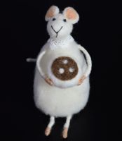 Игрушка валяная Мышь Белая, 18 см, W22-5 - вид 1 миниатюра