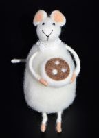 Игрушка валяная Мышь Белая, 18 см, W22-5 - вид 1 миниатюра