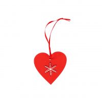 Елочное украшение Сердечко, 8 х 8.5 см, МДФ, красный/белый - вид 1 миниатюра