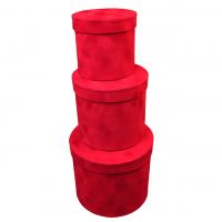 Коробка цилиндр бархат, набор из 3 шт, красный, Z3-44 - вид 2 миниатюра